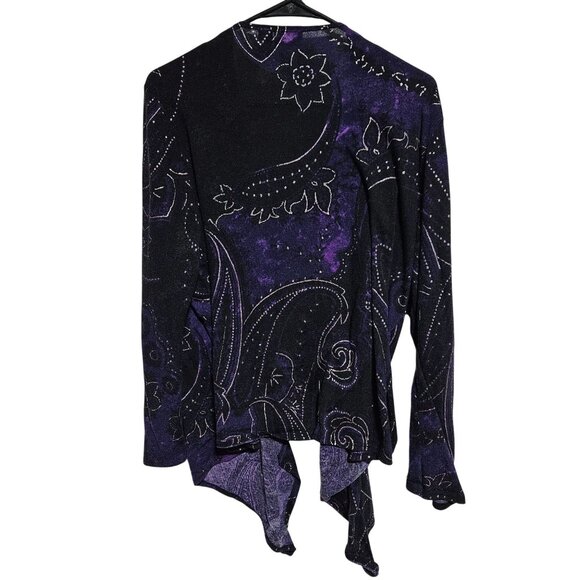 Vintage Chicos Purple Paisley 3 Piece Outfit Size Tank Top Cardigan Pants - Picture 5 of 10